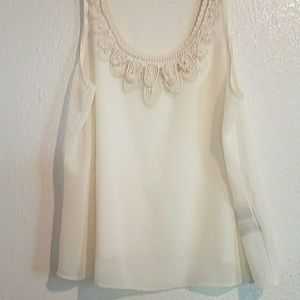 cream blouse beaded collar